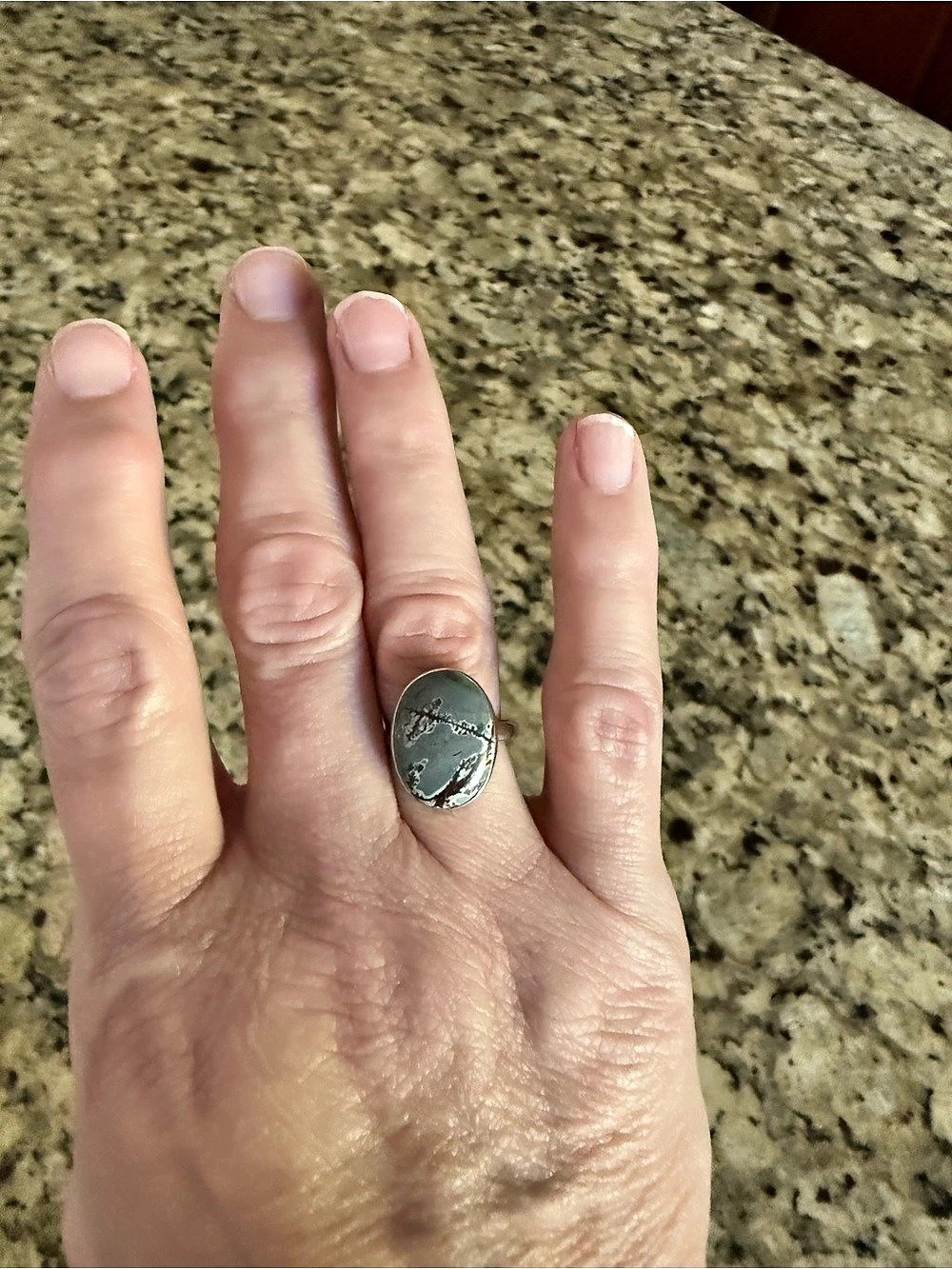 Jasper Cabochon Stone Oval Silver Ring 6